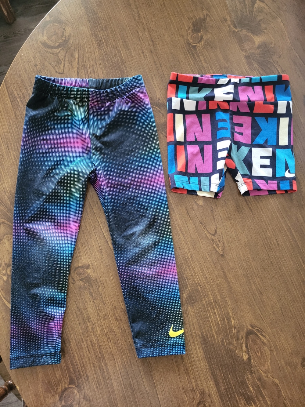 Nike Kids Black Leggings with Multicolor Galaxy Print & Logo Shorts